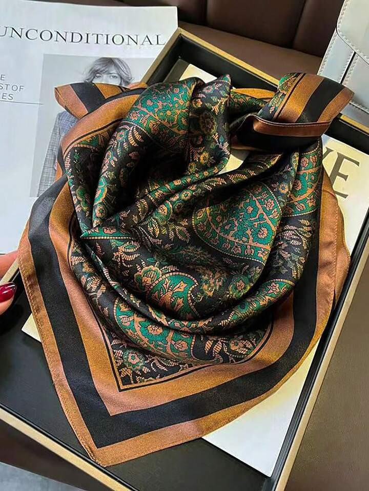 1pc Women's Faux Silk Paisley Print 70cm Square Scarf, Classic Paisley Pattern Bandana, Fashion Accessory & Professional Neckerchief, Suitable For Daily Wear | SHEIN
