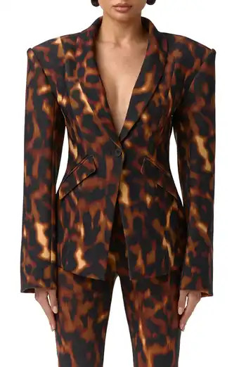 Naked Wardrobe Abstract Animal Print Power Shoulder Blazer (Women) | Nordstrom | Nordstrom