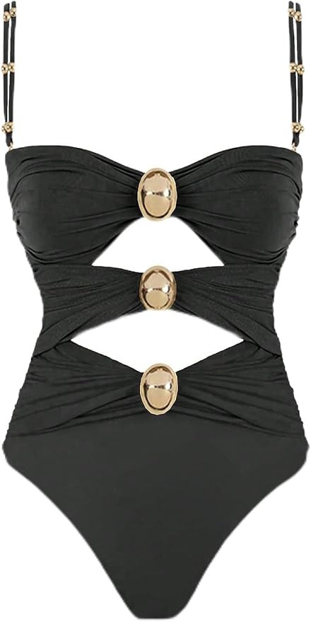 QJQ Women's One Piece Swimsuit Tummy Control Cut Out Color Block Adjustable Straps Slimming Bathi... | Amazon (US)