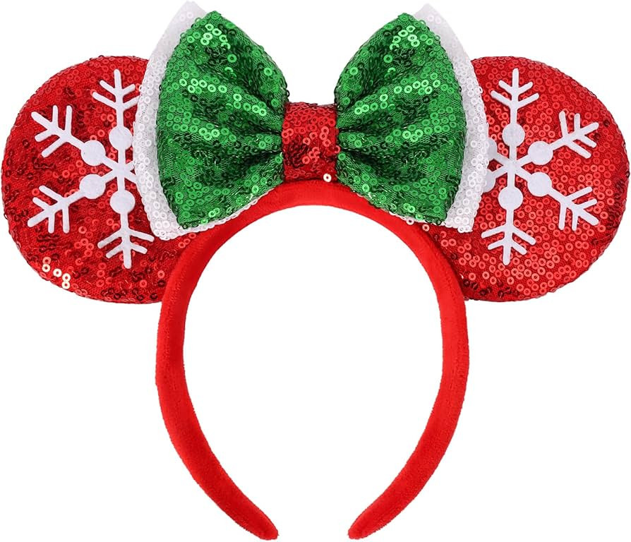 ETLUK Christmas Ears - Mouse Ears for Women, Adults & Girls; Layered Bow Headbands for Parties & ... | Amazon (US)
