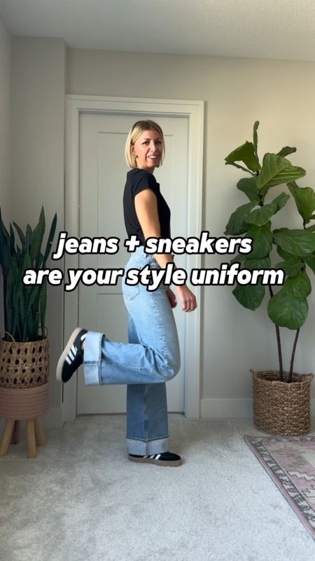 My style uniform I reach for most! Wide leg, jeans, basic tea, sneakers, ladylike jacket

I’m wearing my tts 27 in the jeans & medium in the jacket 

#LTKVideo #LTKstyletip #LTKover40
