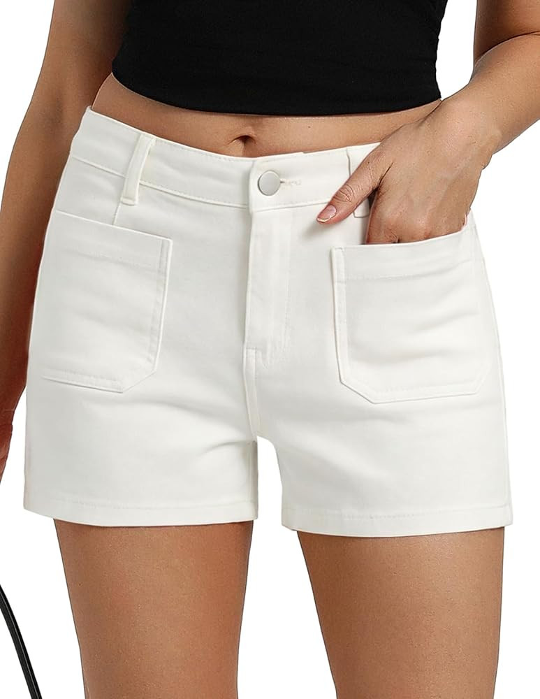 Belle Poque Women Jean Shorts Stretchy High Waisted Cargo Denim Shorts | Amazon (US)