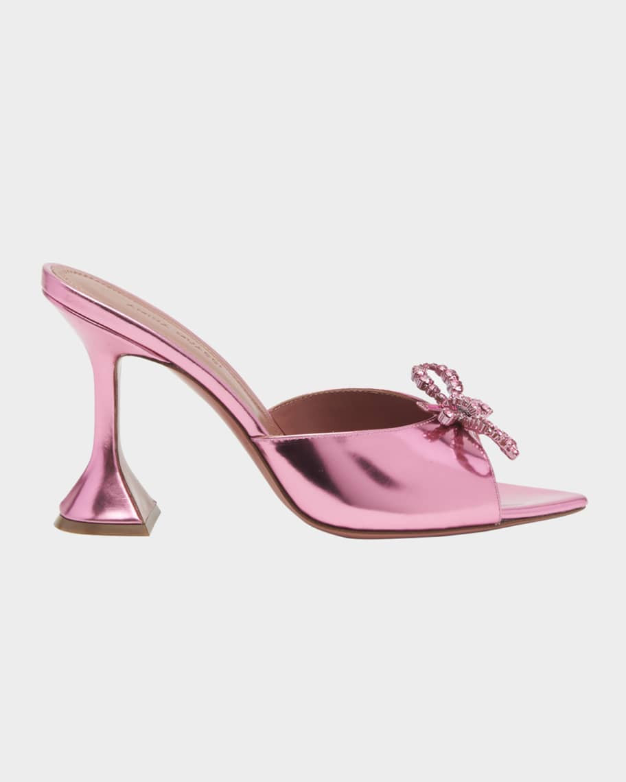 Amina Muaddi Rosie Metallic Leather Pedestal Sandals | Neiman Marcus