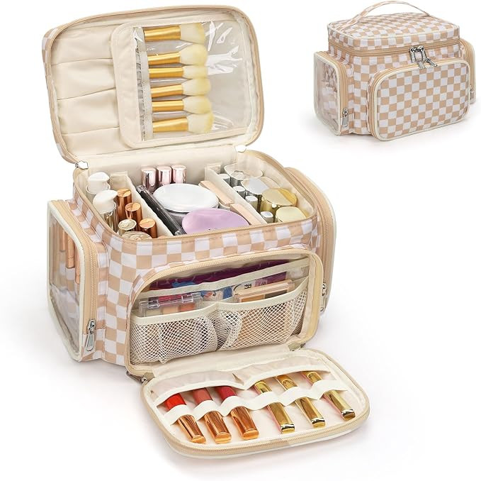 Bagmoly Large Makeup Bag, Portable Travel Makeup Bag Organizer for Women Girls with Makeup Brush ... | Amazon (US)