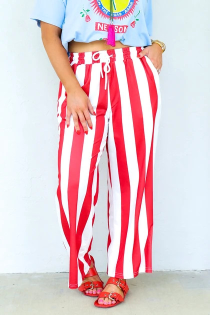 Daydream Red & Ivory Striped Wide Leg Pant | The Willow Tree