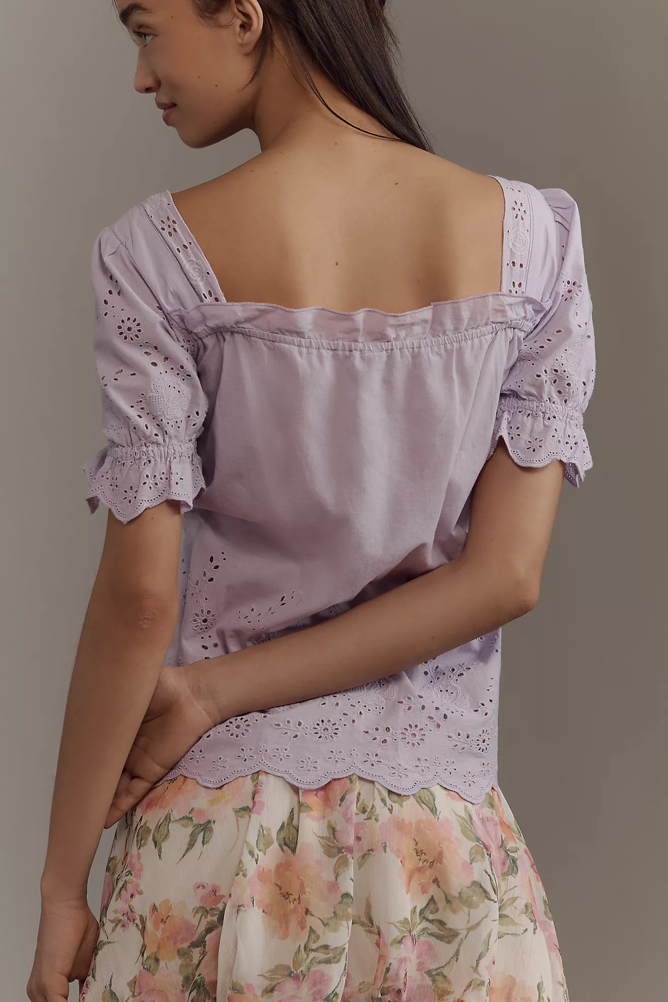 By Anthropologie Puff-Sleeve Eyelet Top | Anthropologie (US)