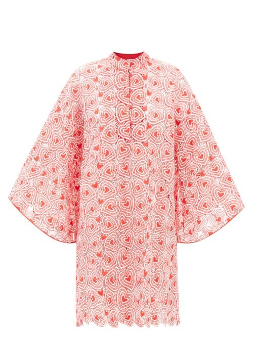 La Vie Style House - No.106 Heart-appliqué Guipure-lace Kaftan - Womens - Pink Red | Matches (US)
