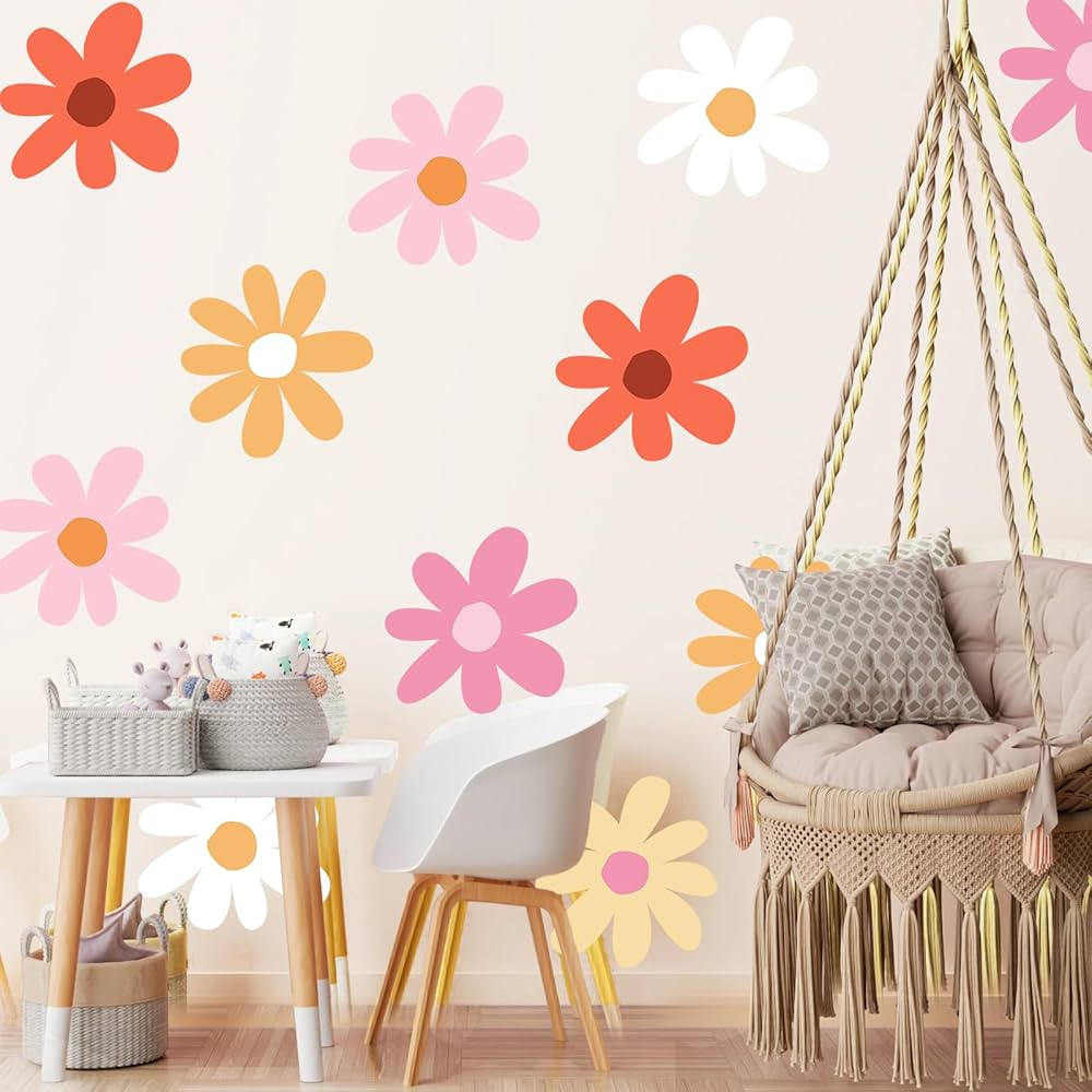 12 Sheets Daisy Wall Decals Flower Wall Stickers Large Daisy Wall Stickers Daisy Decals for Wall ... | Amazon (US)