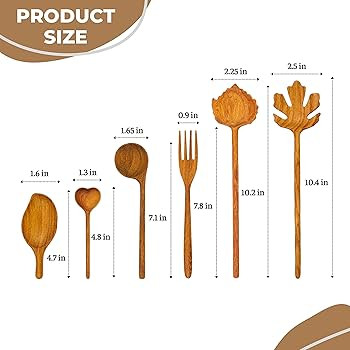 JABIHOME Wooden Salad Server Set of 6, Handmade Wood Kitchen Utensils Gifts for Women, Hostess Gi... | Amazon (US)