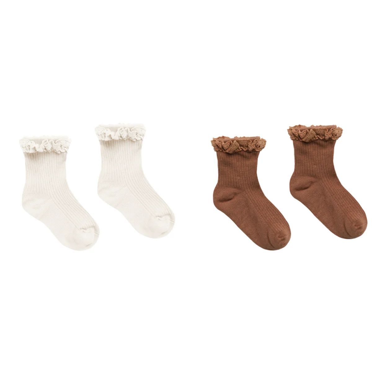 Rylee & Cru Lace Trim Sock Set, Ivory / Saddle | SpearmintLOVE