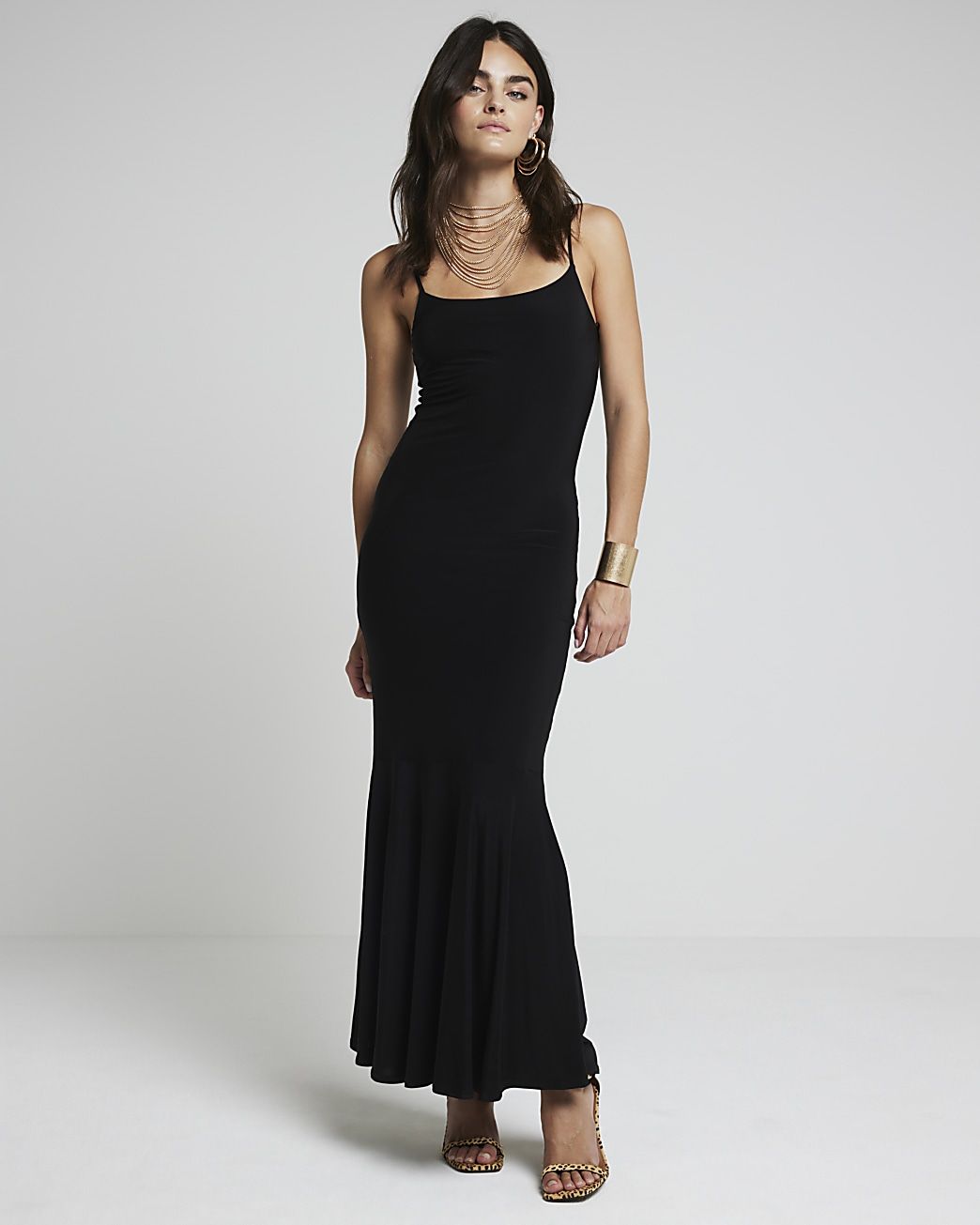 Black slinky bodycon maxi dress | River Island (UK & IE)