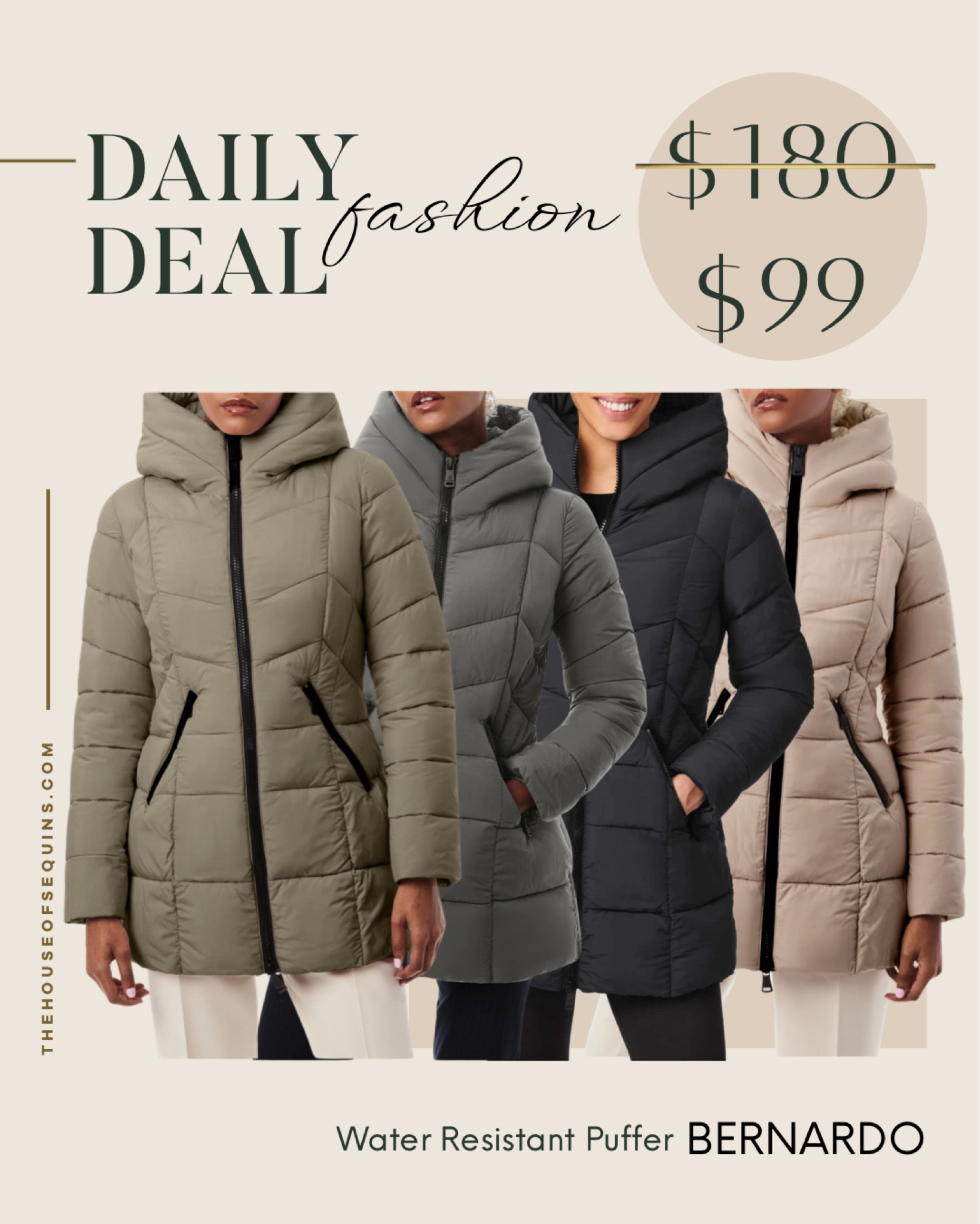 Bernardo down coat with cheap hood