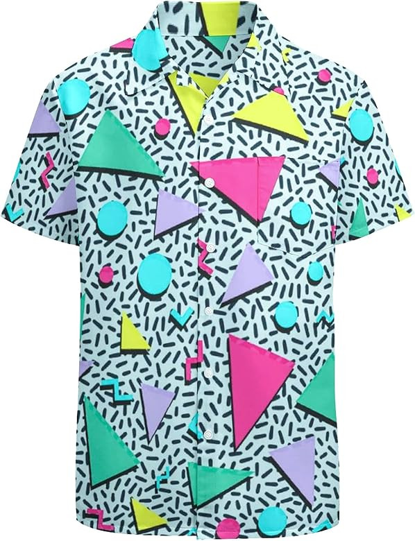 Artsadd 80s 90s Hawaiian Shirt for Men Big and Tall Button Down Short Sleeve Shirt Aloha Beach Sh... | Amazon (US)
