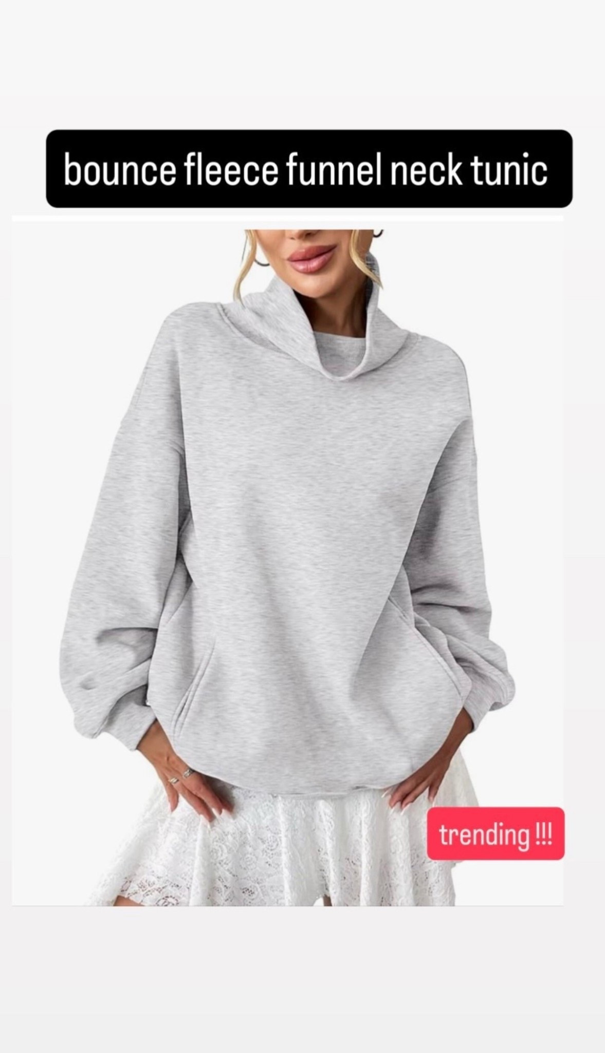 bounce fleece funnel neck tunic

#winterfashion #amazonfashion #greysweater #funnelneck #funnelnecktunic