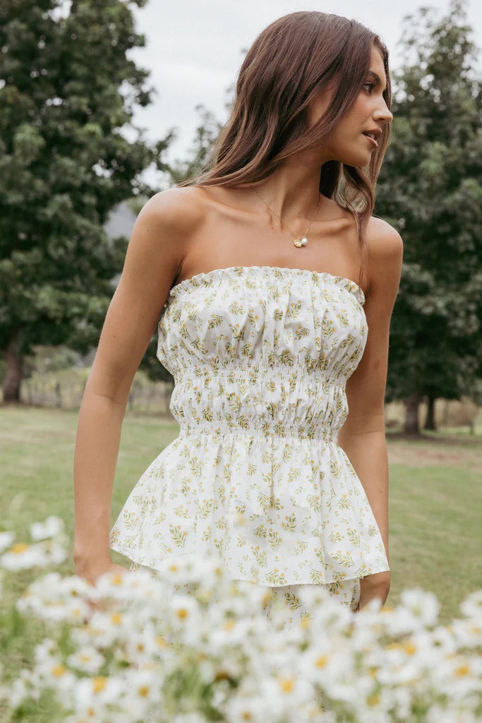 Ruthie Strapless Top - Ditsy Floral | Petal & Pup (US)