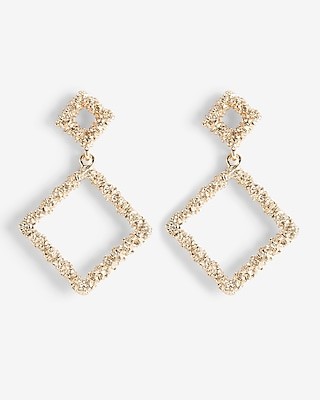 Crackle Metal Diamond Drop Earrings | Express