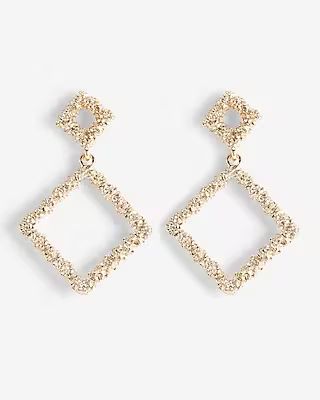 Crackle Metal Diamond Drop Earrings | Express