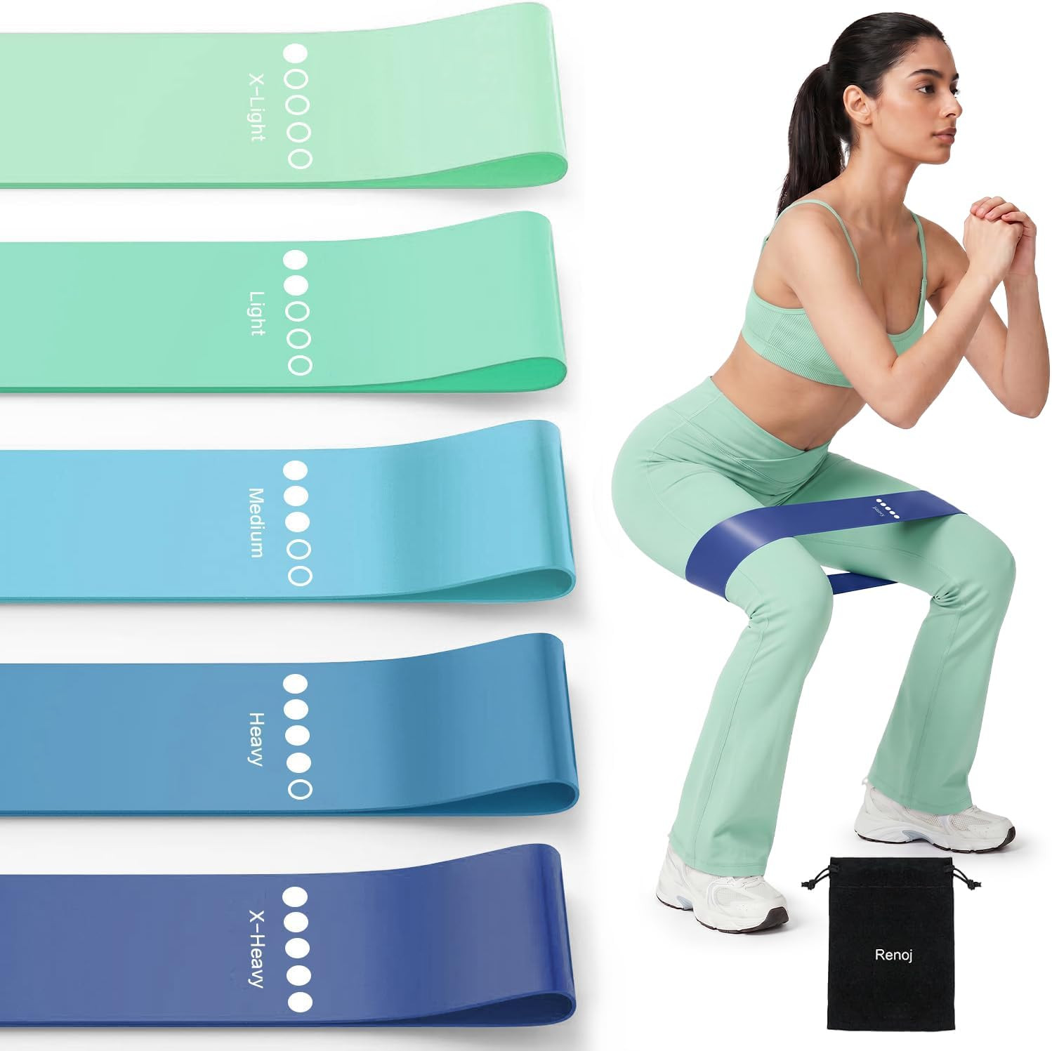 Resistance Bands for Working Out, 5-Pack Elastic Loop Exercise Bands for Strength Training Stretching, Home Gym Equipment for Pilates Yoga Physical Therapy, Leg Glute Arm Workout Kit for Women Men | Amazon (US)