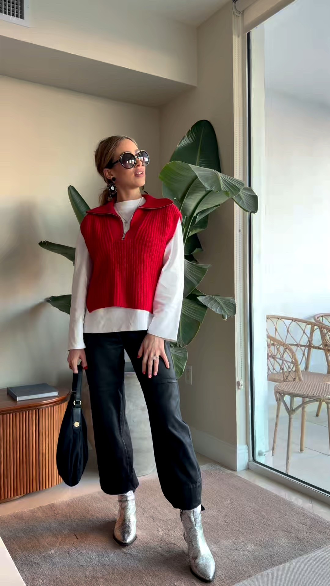 Outfit of the day. OOTD. Florida outfit. Florida winter. Red sweater. Schutz silver boots. 

#LTKootd #LTKSeasonal