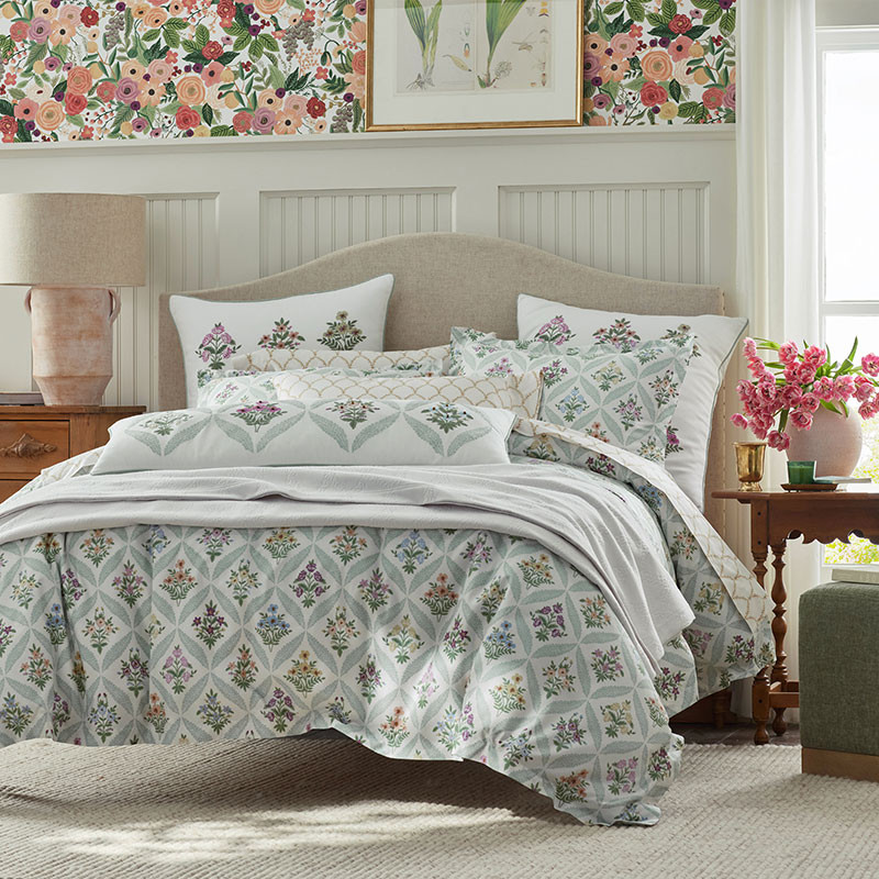 Estee Garden Classic Smooth Sateen Duvet Cover - Ivory Multi, Full | The Company Store