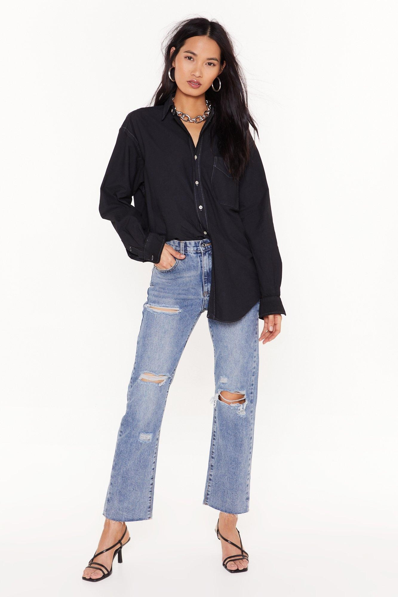 Womens Medium Acid Wash Denim Straight Leg Jeans - Mid Blue | NastyGal (US & CA)