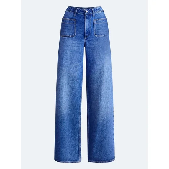 Free Assembly Women's and Women's Plus The Larchmont High Rise Patch Pocket Jeans, 32" Inseam, Si... | Walmart (US)