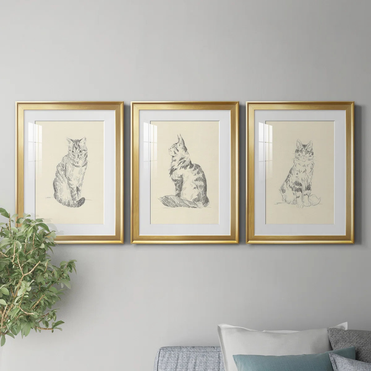 Red Barrel Studio® House Cat I - 3 Piece Picture Frame Drawing Print Set | Wayfair | Wayfair North America