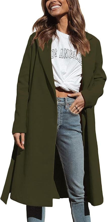 Majdan Women's Classic Notch Lapel Coat Winter Overcoat Mid Long Peacoat with Belt Long Jacket Ou... | Amazon (US)