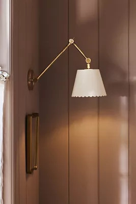 Roberta Scalloped Leather Task Sconce | Anthropologie (US)