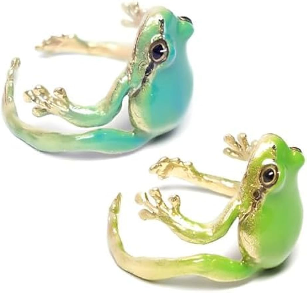 2 PCS Tree Frog Ring for Women Cute Frog Rings，Blue Green Frog Ring，Adjustable Open Creative ... | Amazon (US)