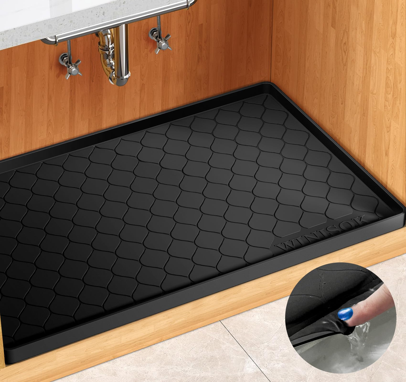 Silicone Under Sink Mat 34" x 22", kitchen Essentials and Gadgets, Shelf liner and Cabinet Protec... | Amazon (US)