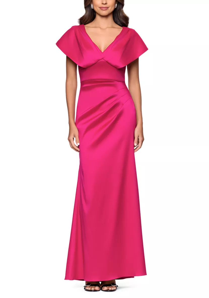 Women's Short Sleeve V-Neck Mikado Gown | Belk