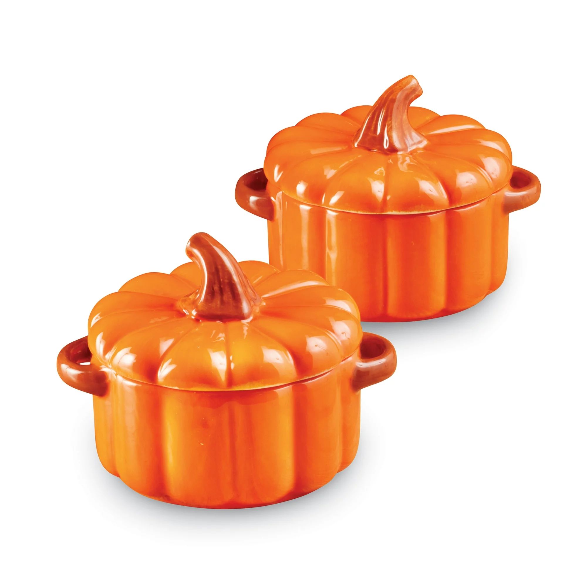 Collections Etc Adorable Pumpkin Shaped Ceramic Soup Bowls - Set of 2 | Walmart (US)