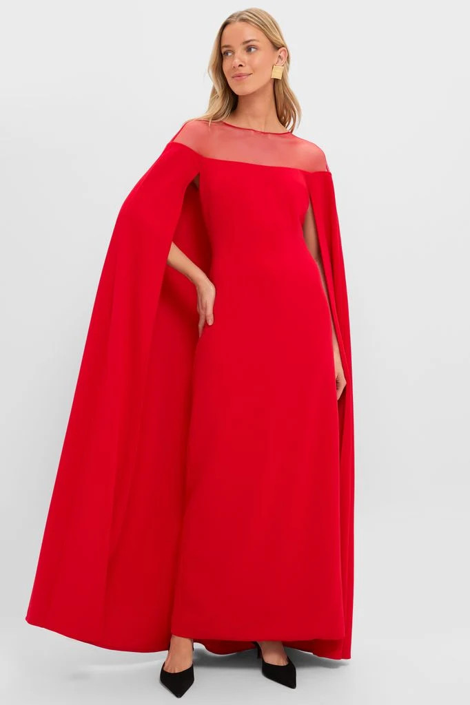 Red Estelle Cape Maxi Dress | Tuckernuck (US)