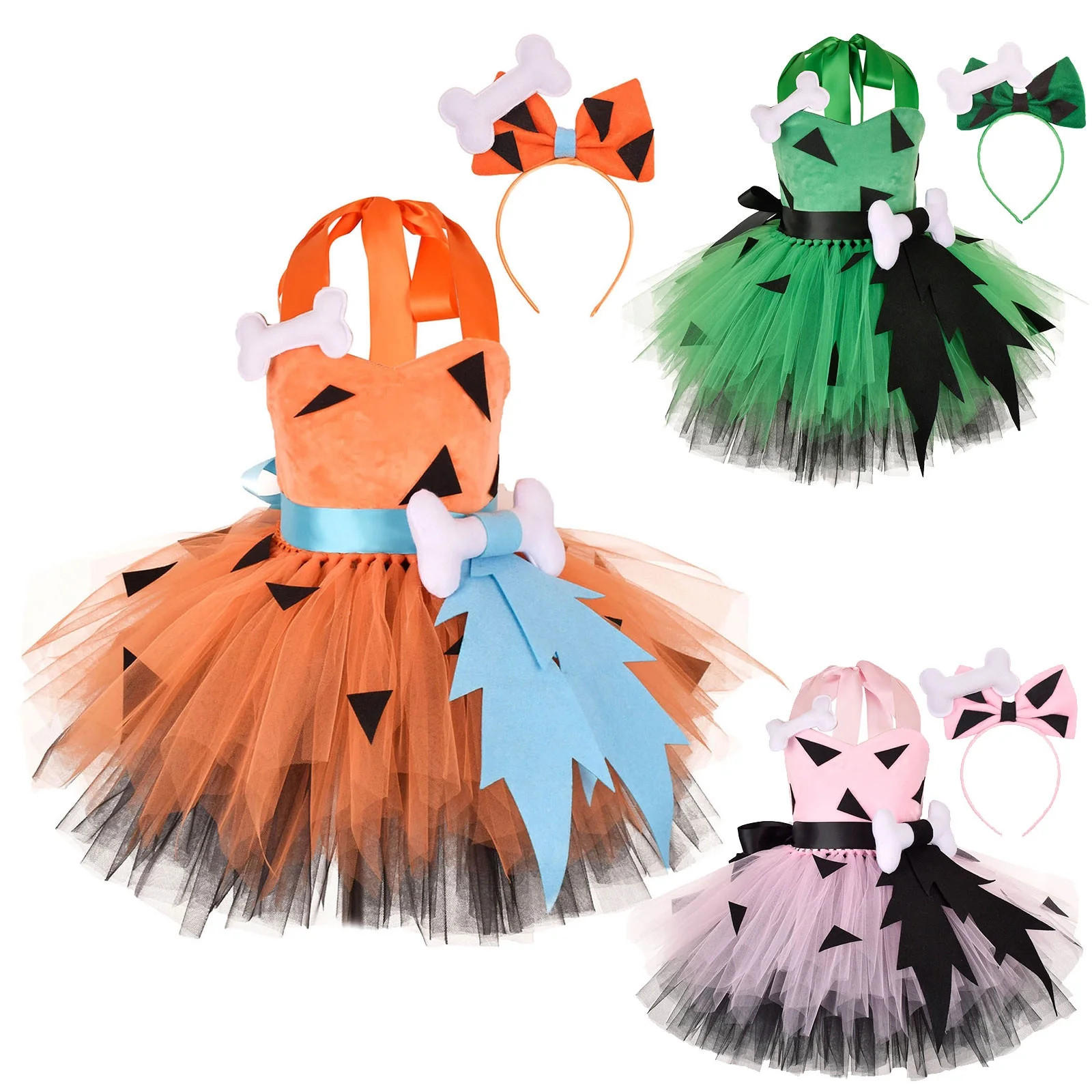 Jsaierl Kids Baby Girls Bam Bam Costume Caveman Cavegirl Stone Age Outfit for Girl Boy Cosplay Dr... | Walmart (US)