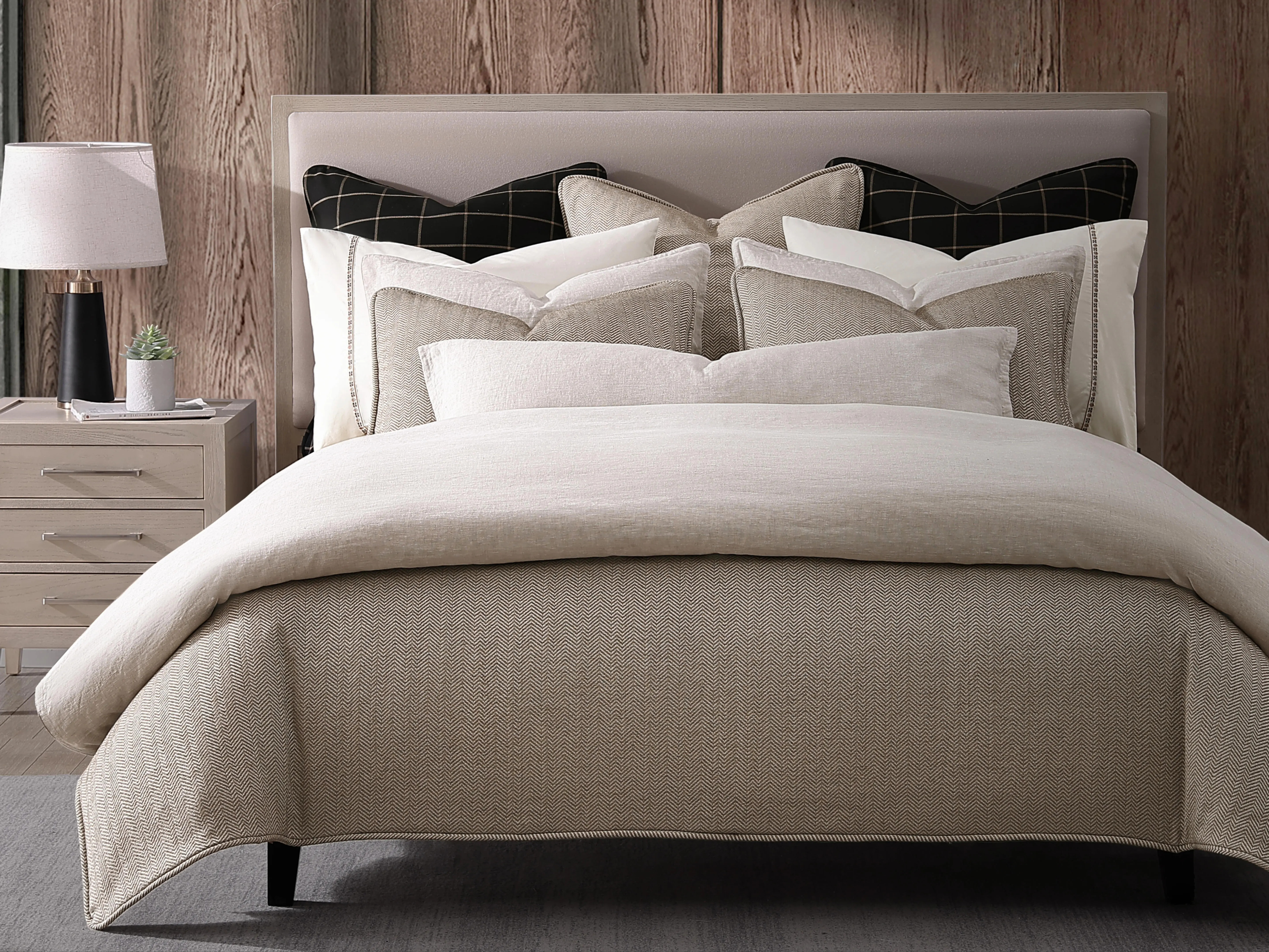 Ashley Luxe King Chenille Herringbone Comforter Set, Sand | Ashley