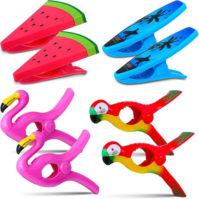 8 Pcs Beach Towel Clips for Beach Chairs Jumbo Size Towel Clips Beach Towel Holder Clothes Pins f... | Amazon (US)