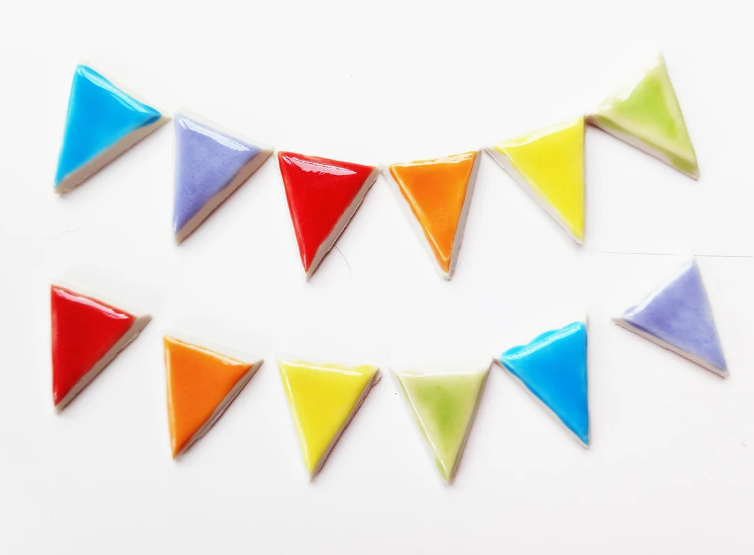 14 Rainbow Ceramic Bunting Mosaic Tiles Small Size - Etsy | Etsy (US)