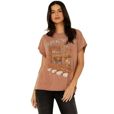 Cleo + Wolf Women s Enjoying The View Relaxed Short Sleeve Graphic Tee - CLHO23K67 Medium US | Walmart (US)