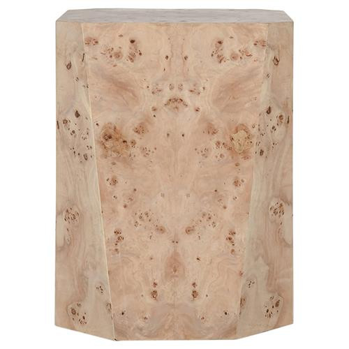 Hawkins Modern Classic Brown Burl Square Block End Table | Kathy Kuo Home