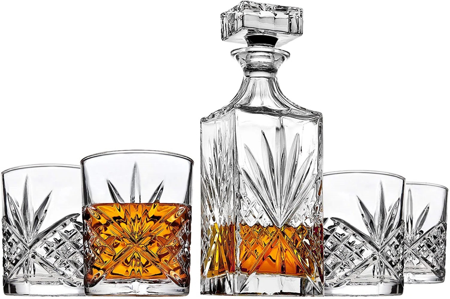 Dublin Crystal 5 Piece Whiskey Decanter 24oz & Whiskey Glass 11oz Set | Wayfair North America