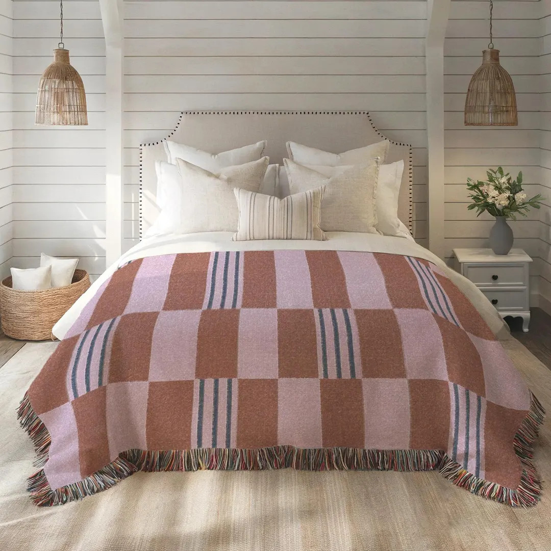 Modern Geometric Woven Blanket -  Maximalist Tapestry Throw - Midcentury Bedding Decor | Etsy (US)