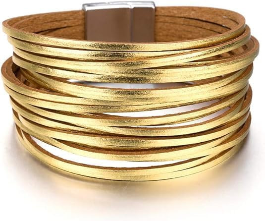 Boho Bracelets for Women,Western Leather Wrap Bracelet Beaded Stackable Bohemian Cowgirl Jewelry | Amazon (US)