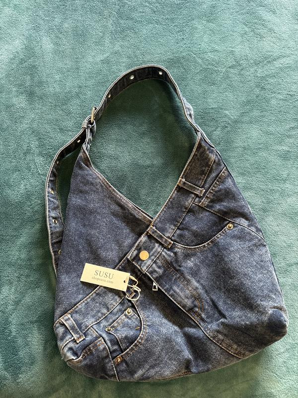 Women's Juno Hobo Bag Slouchy Shoulder Bag Washed Jean Patchwork Tote Casual Everyday Crossbody S... | Macy's