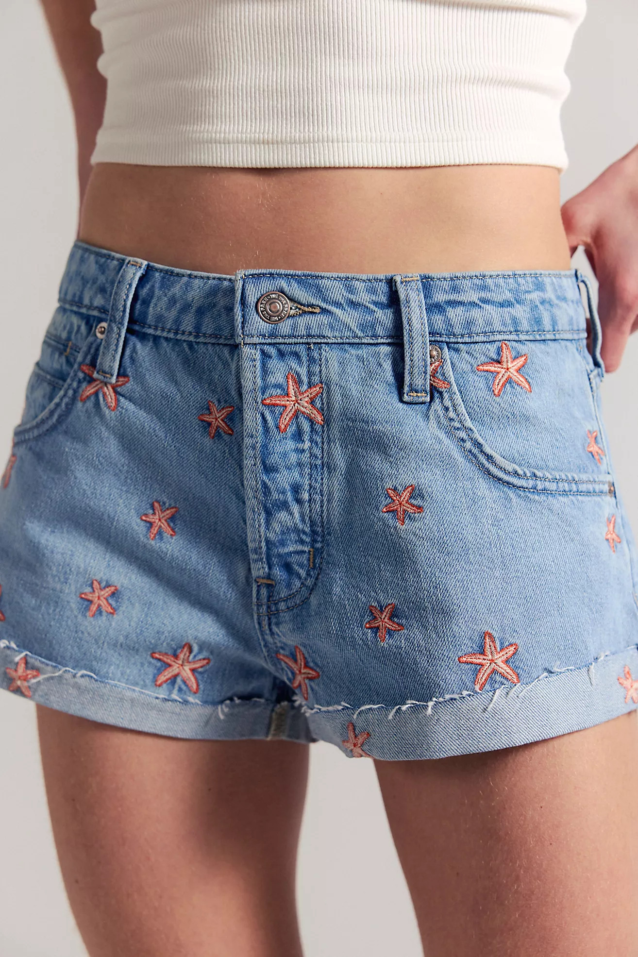 We The Free Cali Cuffed Embroidered Shorties | Free People (Global - UK&FR Excluded)