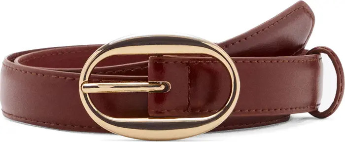 MANGO Oval Buckle Faux Leather Belt | Nordstrom | Nordstrom