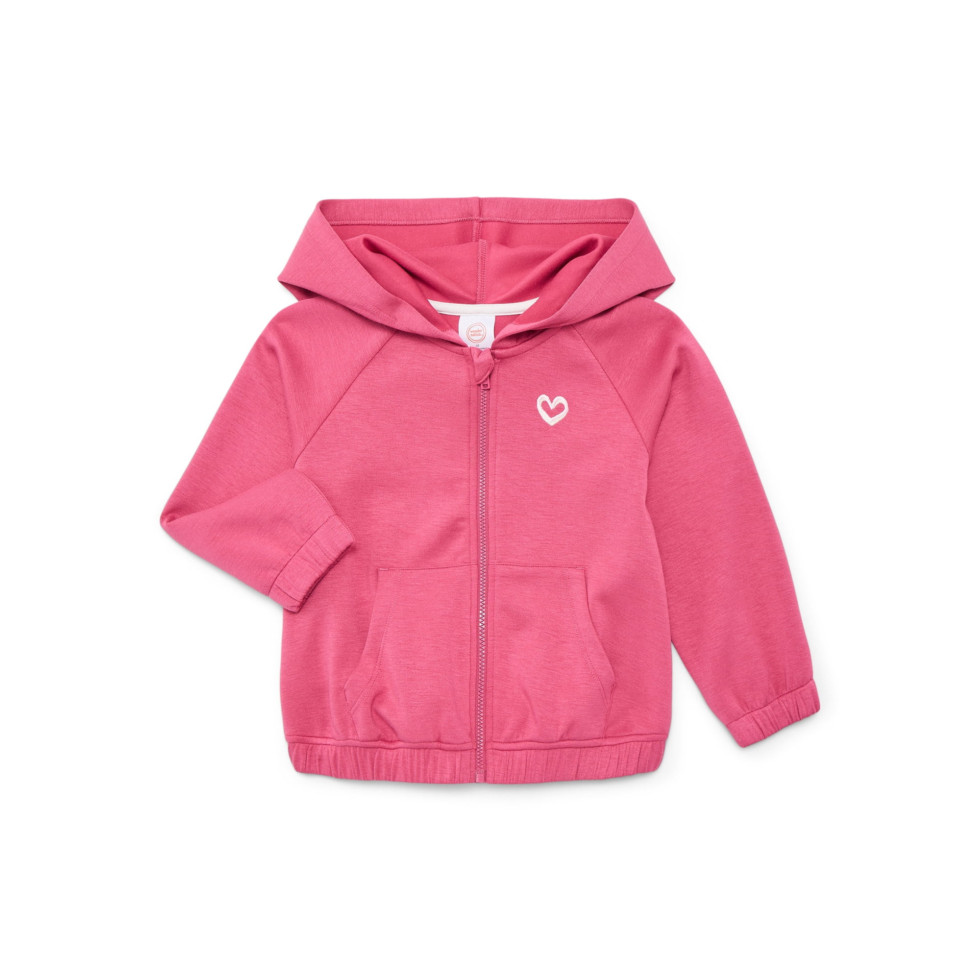 Wonder Nation Toddler Girls Full Zip Hoodie, Sizes 12M-5T | Walmart (US)