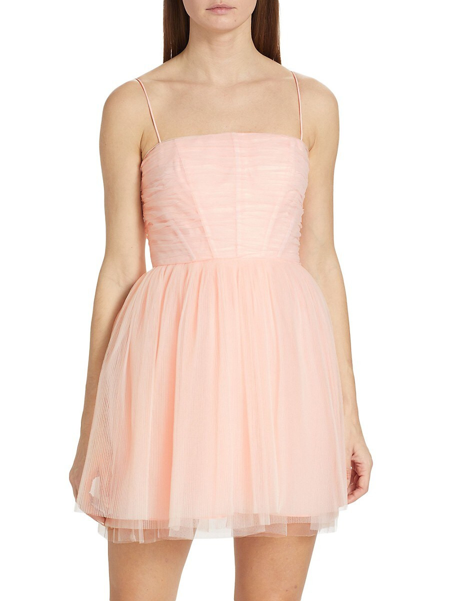 ML Monique Lhuillier Women's Tulle Babydoll Mini Dress - Sweet Pink - Size 8 | Saks Fifth Avenue OFF 5TH
