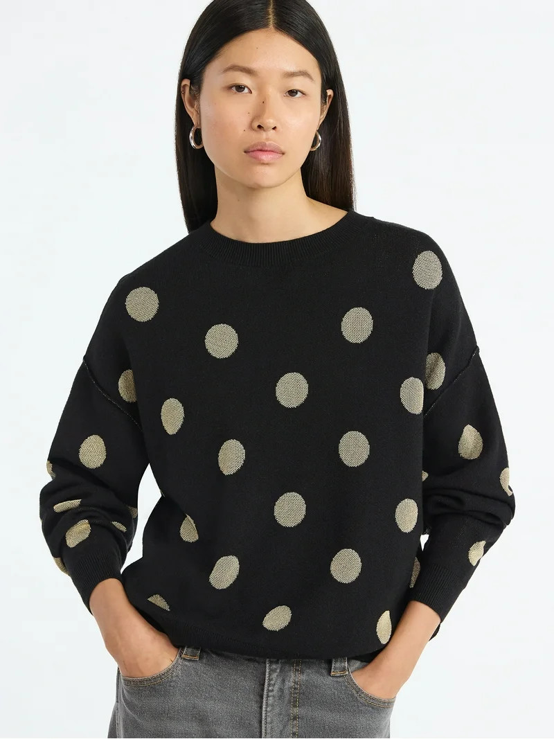 Scoop Women's and Women's Plus Oversized Crewneck Sweater, Lightweight, Sizes XS-4X | Walmart (US)