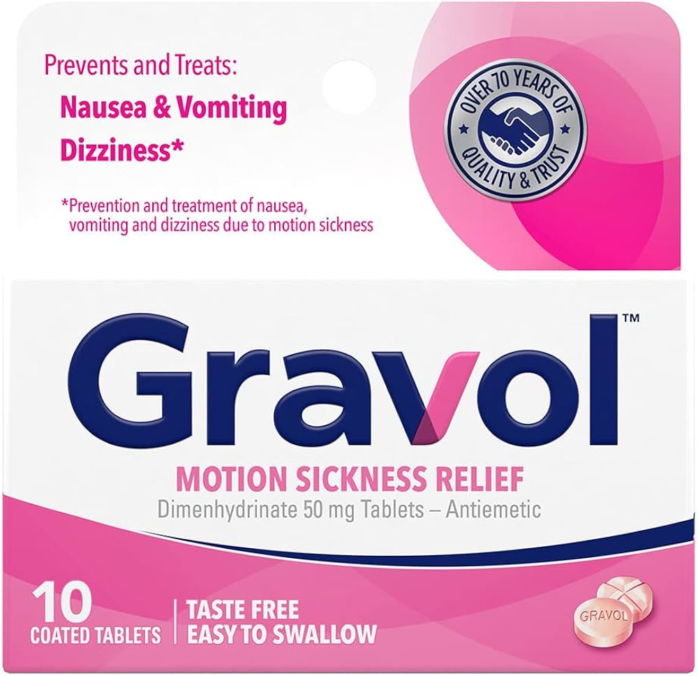 Gravol Coated Tablets 50mg for Motion Sickness Prevention and Relief, 10ct ​ | Amazon (US)